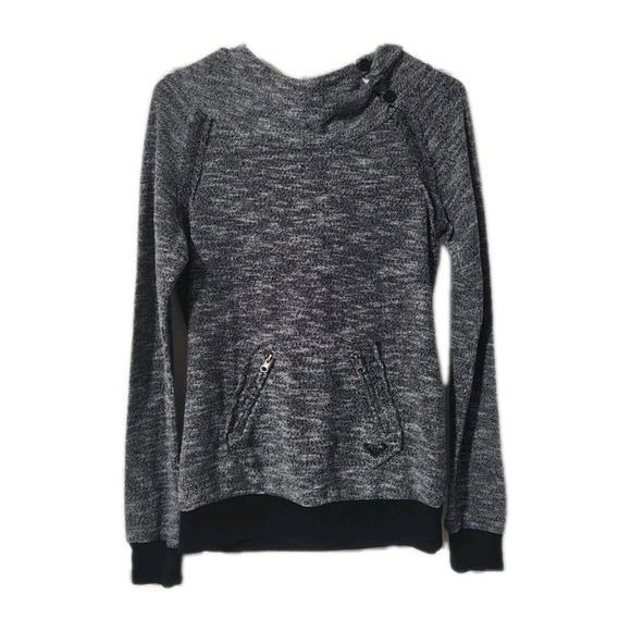 Roxy Tweed Style Pullover Hoodie  With Zip Pockets Gray Size Small - Picture 1 of 4